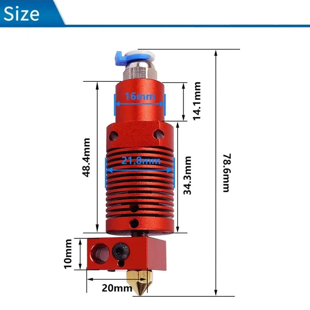 3D Printer Parts CR10S Pro Ender 3 Hotend Kit 0.4Mm Nozzzle Heater Thermistor Extrusion Assembled Extruder for CR10S Pro V2 Plus
