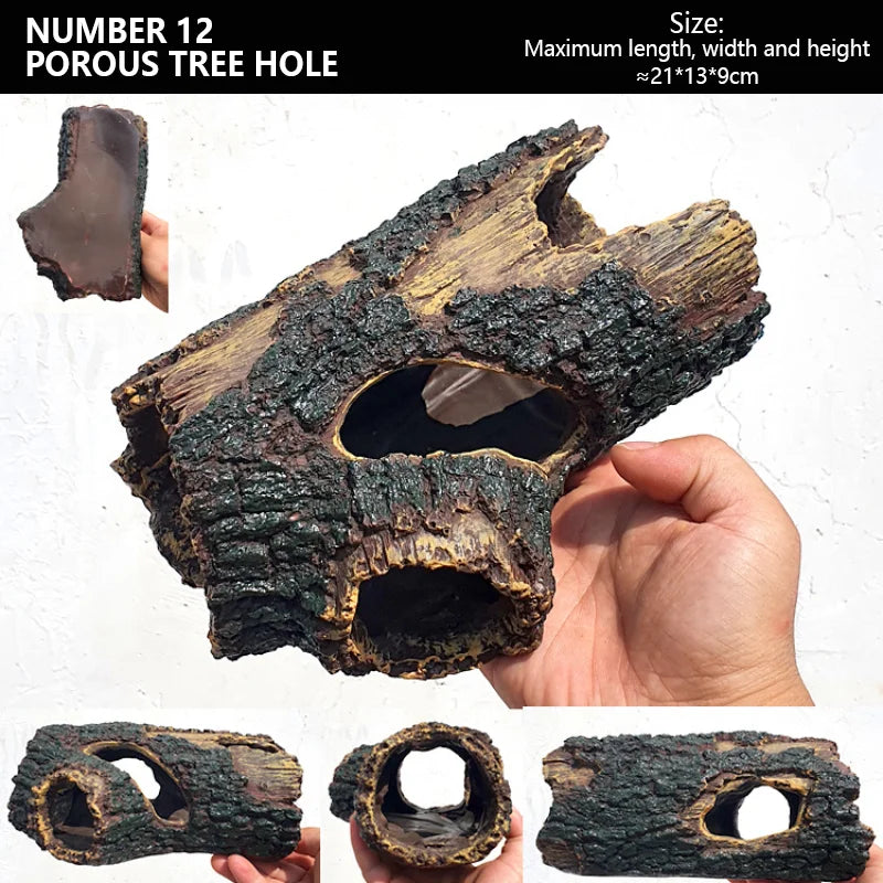 Fish Tank Reptile Box Landscaping Decoration Creative Resin Ornament Lizard Gecko Tree Root Hide Cave Amphibians Terrarium Decor