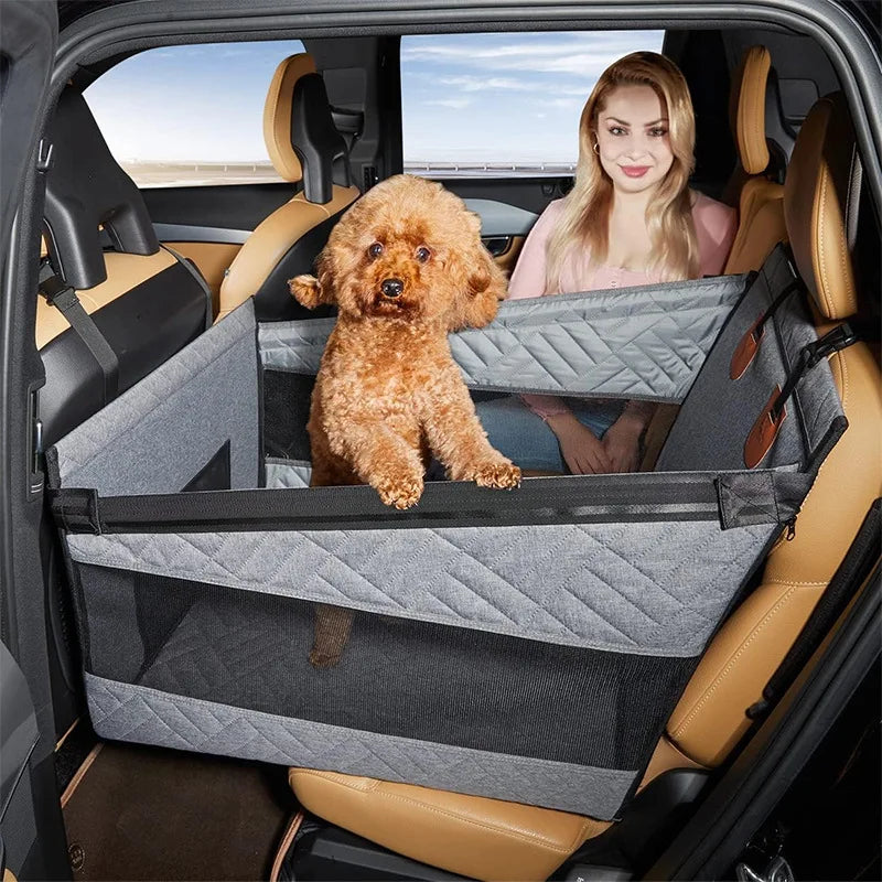 Portable Dog Car Rear Seat Protective Cover Waterproof Dirt Resistant Pet Seat Cover Black Shoulder Strap Hammock Travelmattress