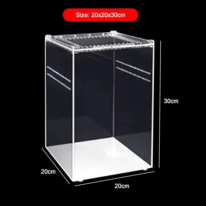 Transparent Acrylic Reptile Breeding Box Spider Lizard Amphibian Terrarium Leak-Proof Pet Habitat Arboreal Tarantula Enclosure