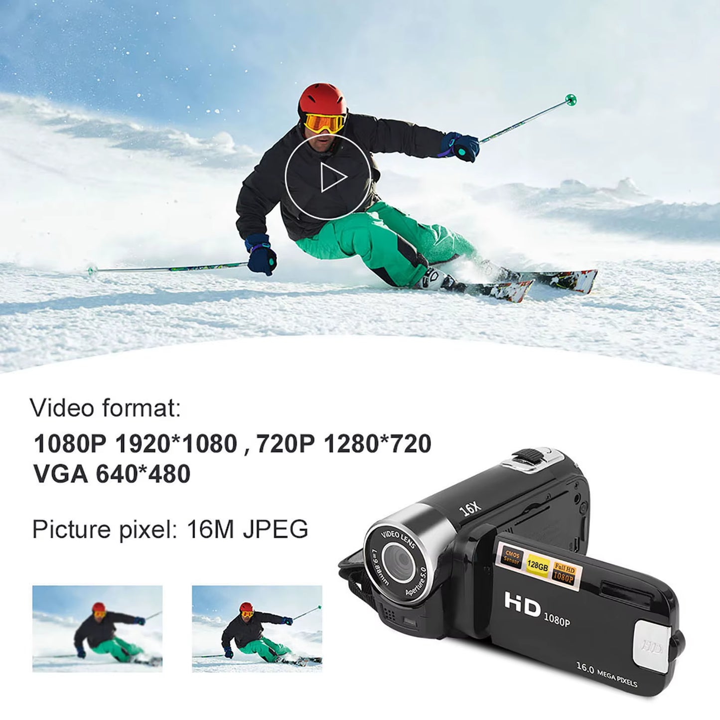 DH‑90 16X Digital Zoom 2.7 Inch Colourful Display Screen High Definition Camera Image Video Shooting Camcorder DV Camcorder