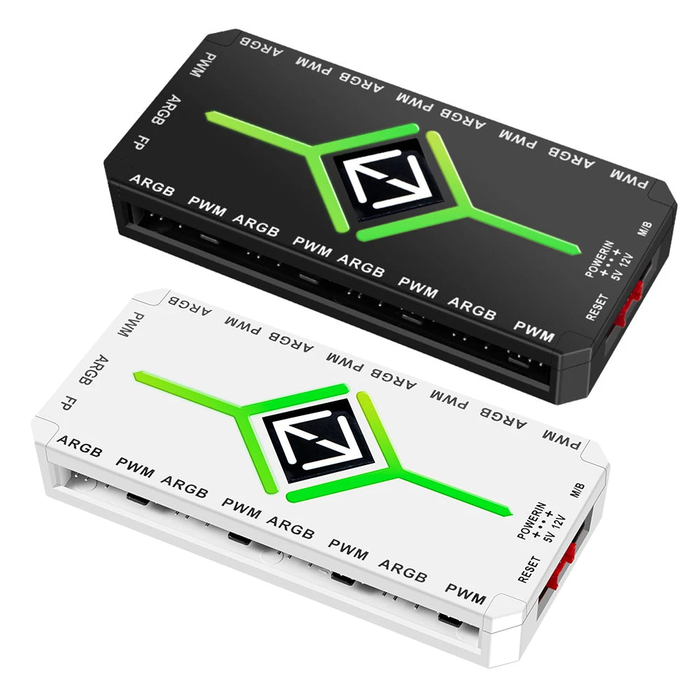 1 to 9 3 in 1 4 Pin PWM Magnetic Suction Hub SATA Power Supply PWM ARGB Fan Hub PWM & ARGB Hub Splitter for Computer PC Case Fan