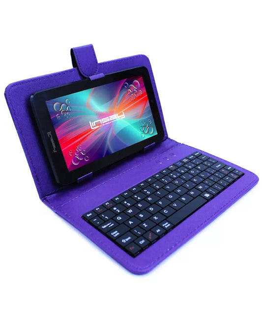 7" Wi-Fi Tablet with 2GB RAM, 64GB Android 13, Google Certified, and Protective Purple Keyboard Case
