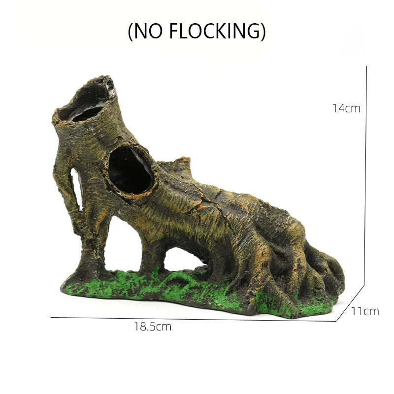 Fish Tank Reptile Box Landscaping Decoration Creative Resin Ornament Lizard Gecko Tree Root Hide Cave Amphibians Terrarium Decor