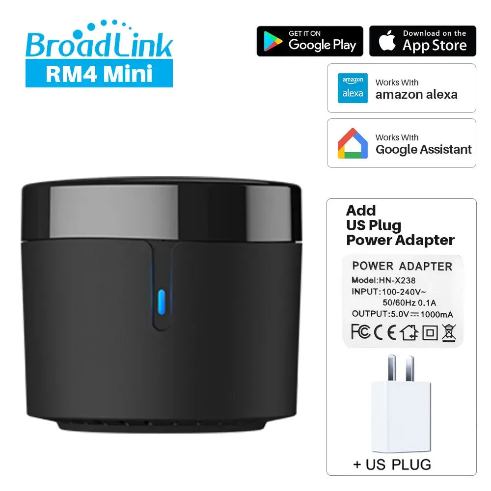Broadlink RM4 Mini Smart Infrared Home Remote Control Aleax Voice Control Compatible with Google Home & & Alexa Smart Home HUB