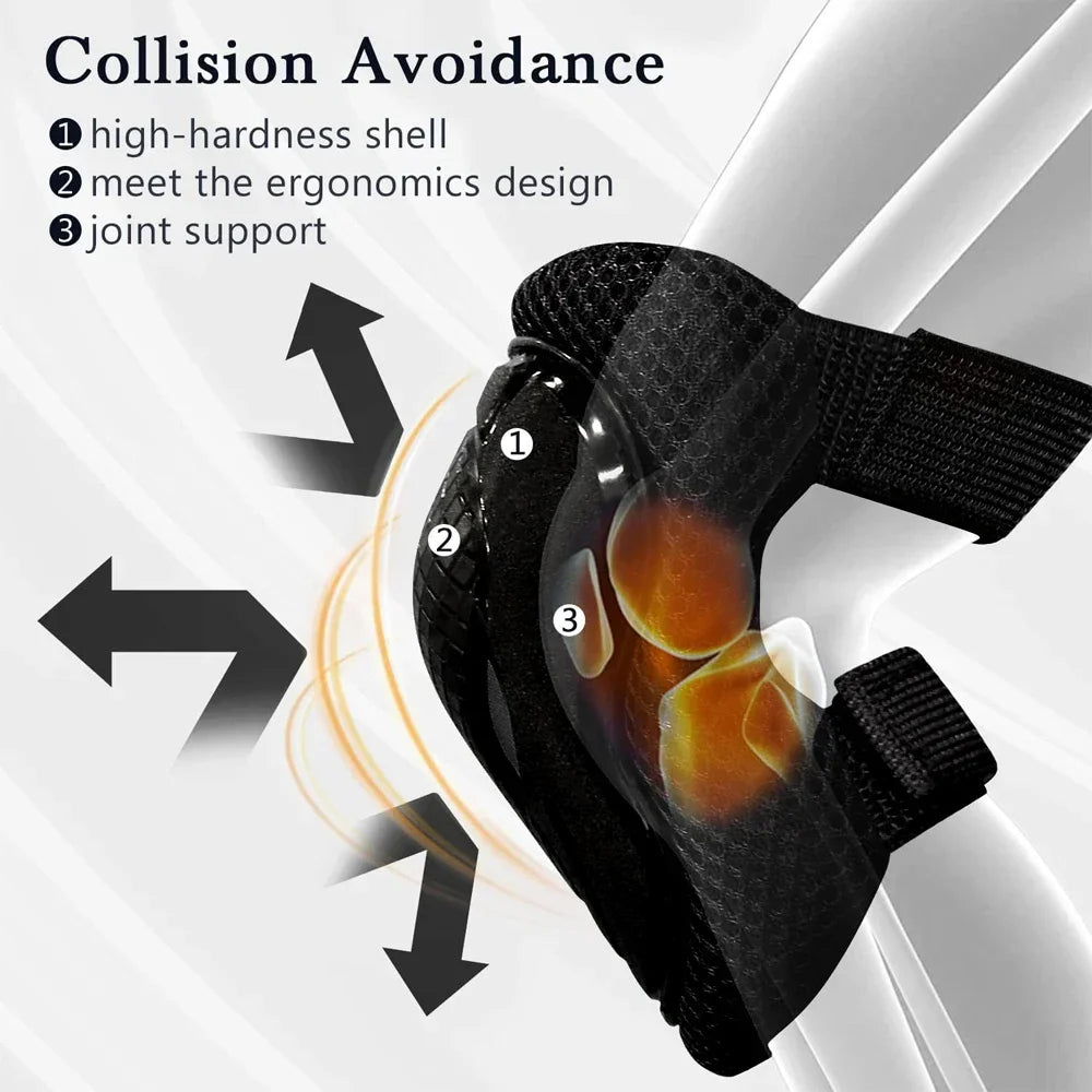 6PCS Kids Protective Gear Set - Knee/Elbow Pads + Wrist Guards for Scooter, Skateboard & Sports, Youth Safety Equipment (6-In-1)