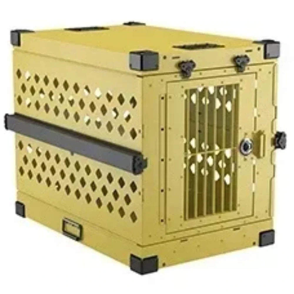 Heavy Duty Collapsible Dog Crate - Premium Aluminium Alloy for Medium to Large Breeds, Perfect for Travel and Camping