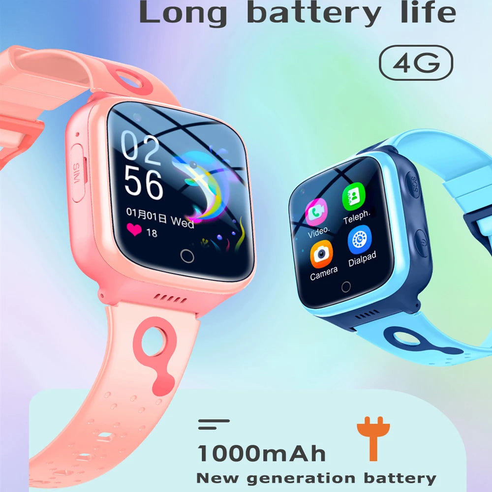 KGG 4G Smart Watch Kids GPS Wifi 1000Mah Video Call Tracker Location SOS Call Back Monitor Phone Watch Smartwatch Children Gifts
