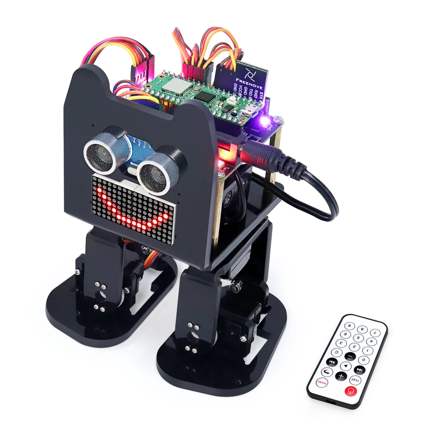 Bipedal Robot Kit for Raspberry Pi Pico (W), LED Matrix, Obstacle Avoidance, RGB Lights, Buzzer, Speaker, Remote, App