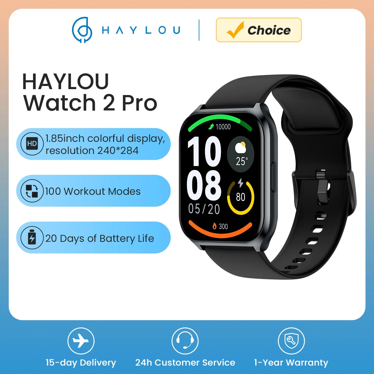 Watch 2 Pro (LS02 Pro) Smart Watch 1.85'' HD Display Spo2 Heart Rate Monitor 100 Workout Modes Smartwatch for Men Women