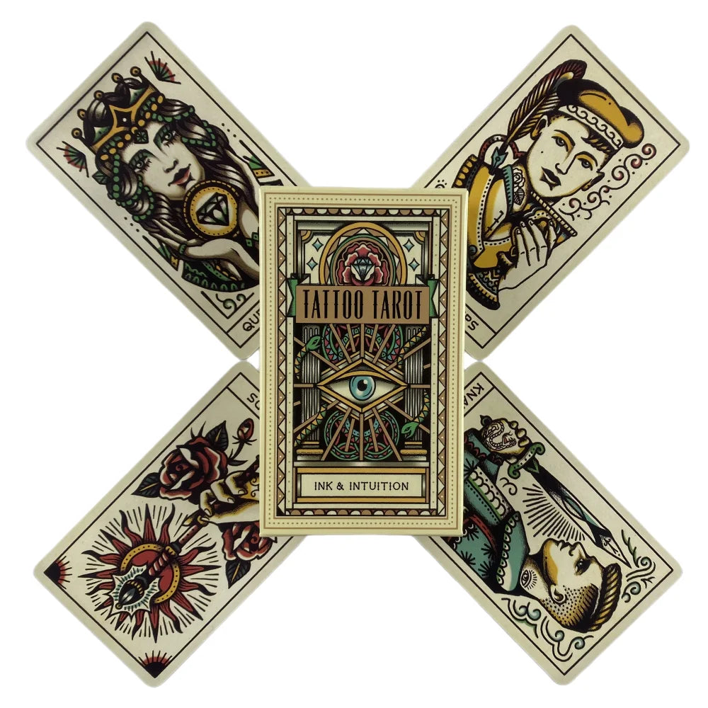 Tattoo Tarot Cards a 78 Deck Oracle English Visions Divination Edition Borad Playing Games