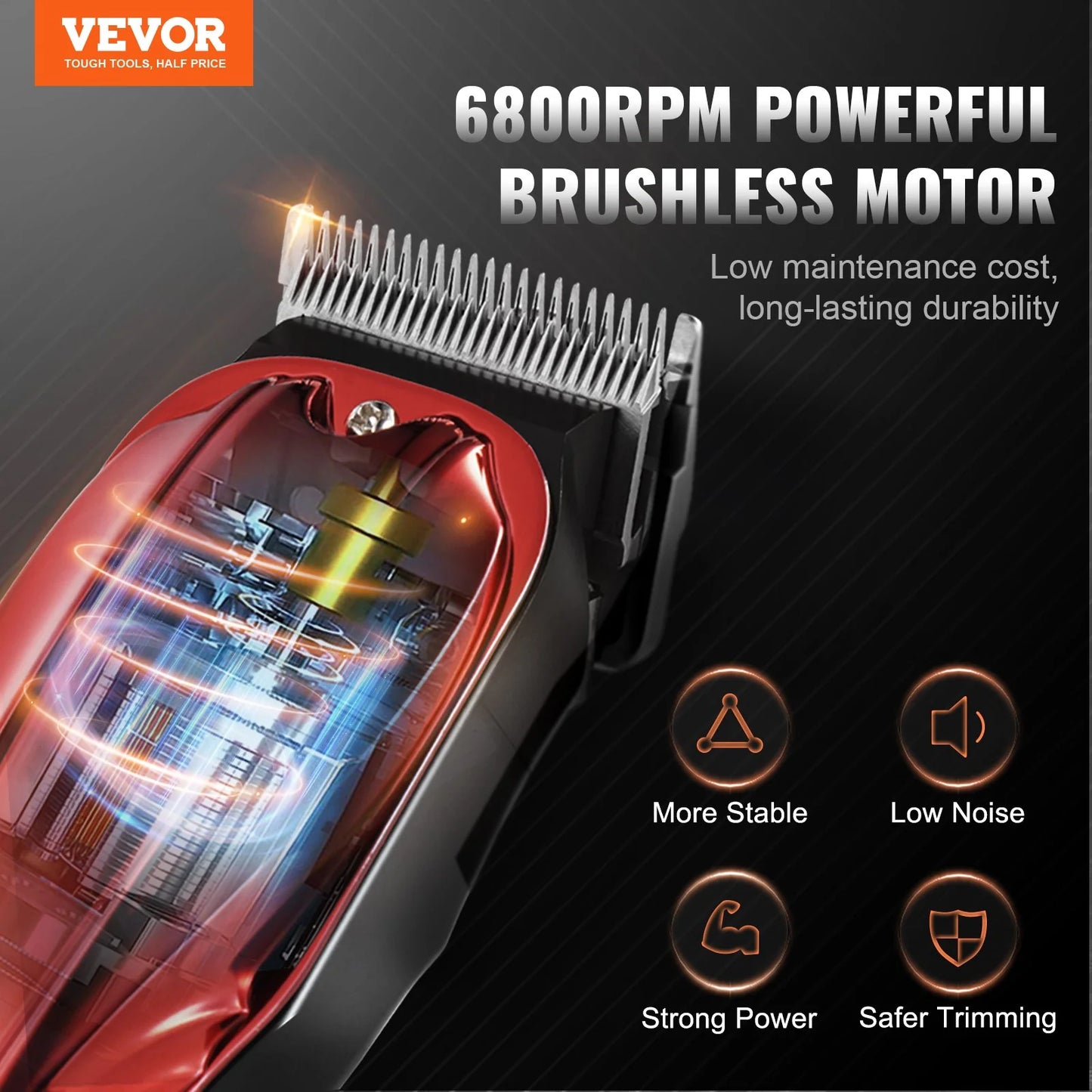 Professional Hair Clipper Men'S Barber Clipper 6800RPM with LCD Display