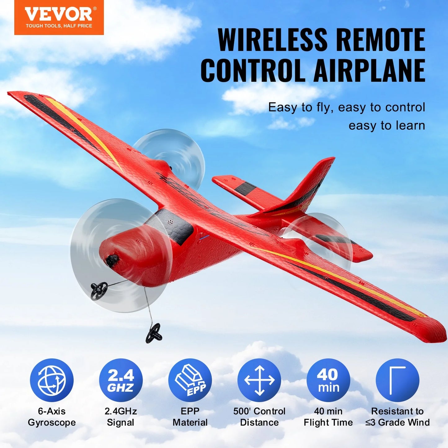 RC Airplane EPP Foam RC Plane Toy with 2.4 Ghz Remote Control 2 Batteries