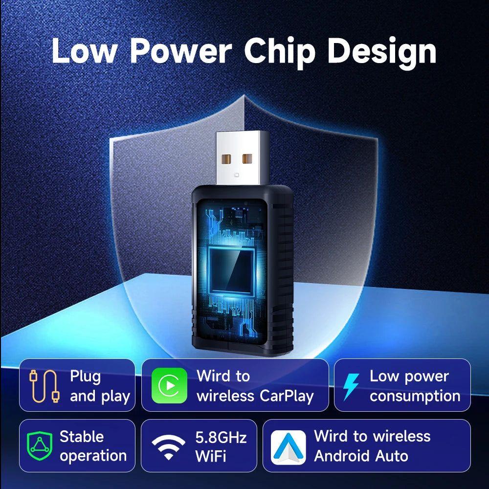 2025 HEYINCAR 2In1 Wireless Android Auto Adapter Carplay Smart Dongle Plug and Play for Kia Volvo Audi MG Opel VW Hyundai Jeep