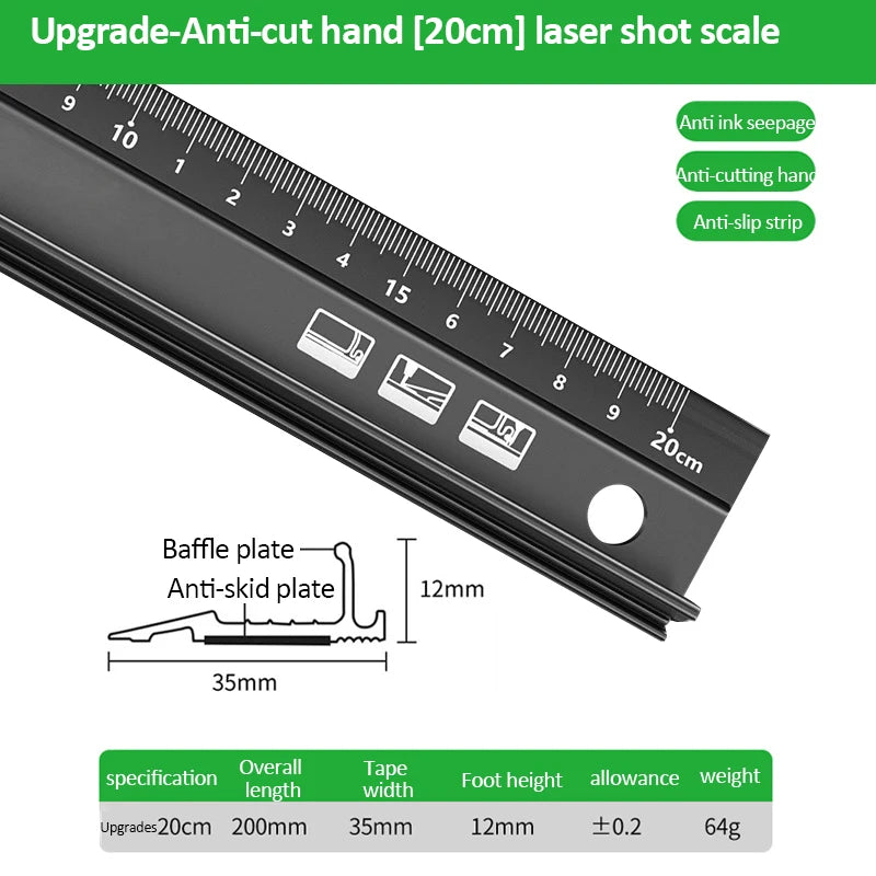 20/30/45Cm Multifunctional High Precision Aluminum Alloy Straight Ruler anti Cutting Hands Marking Ruler for Drawing Measuring