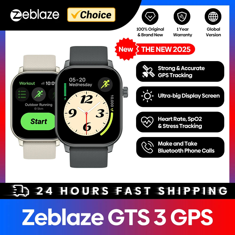 GTS 3 GPS 2.01" Screen Sports Smartwatch Make/Receive Phone Calls Heart Rate Spo2 Stress Tracking Smart Watch