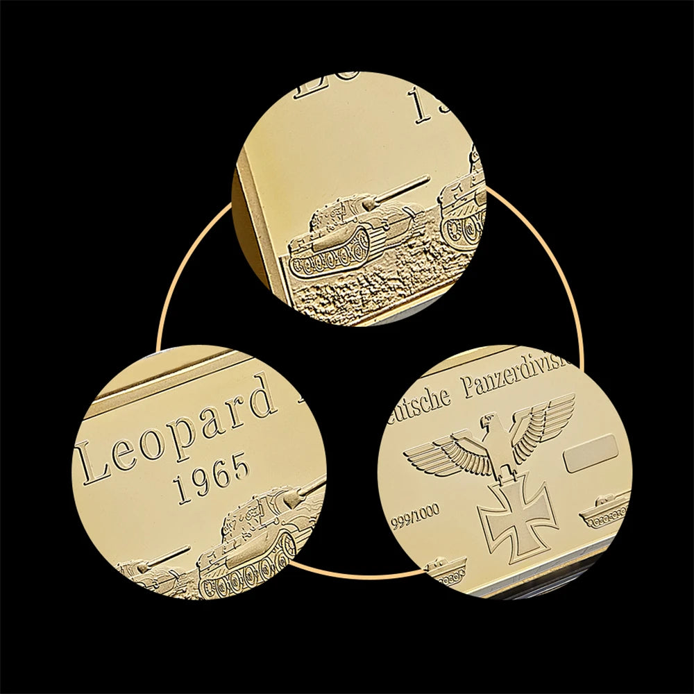 1965 German Leopard Tank Deutsche Panzerdivision Replica Gold Bars 999/1000 Challenge Coins/Bar Collection
