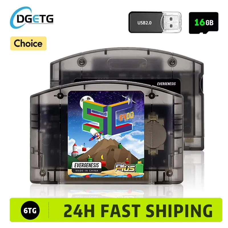 EVERGENESIS SC64 Open Source N64 800 in 1 Game Cartridge for Nintendo 64 Game Card Free 16GB Card Compatibility Support 64DD