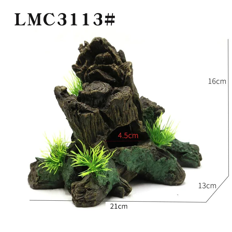 Fish Tank Reptile Box Landscaping Decoration Creative Resin Ornament Lizard Gecko Tree Root Hide Cave Amphibians Terrarium Decor