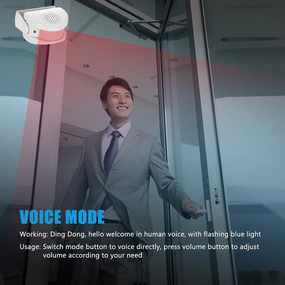 Wireless Guest Welcome Chime Alarm Door Bell PIR Motion Sensor for Shop Entry Company Security Protection Smart Doorbell