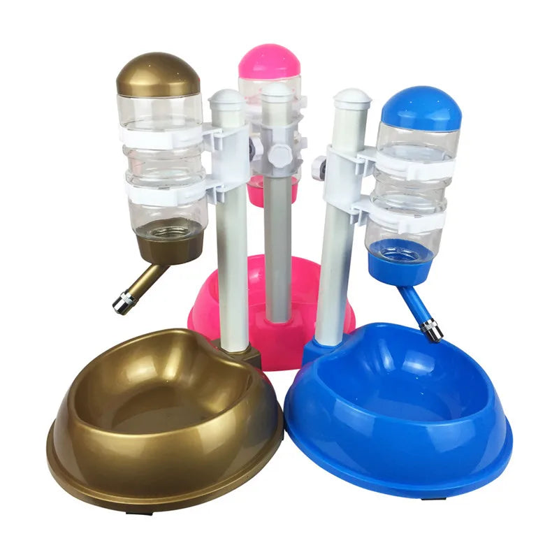 Automatic Pet Drinker Dog Bowls Water Bottles Universal Dog Waterer Feeder 2 in 1 Liftable Dispenser Puppy Supplies Space-Saving