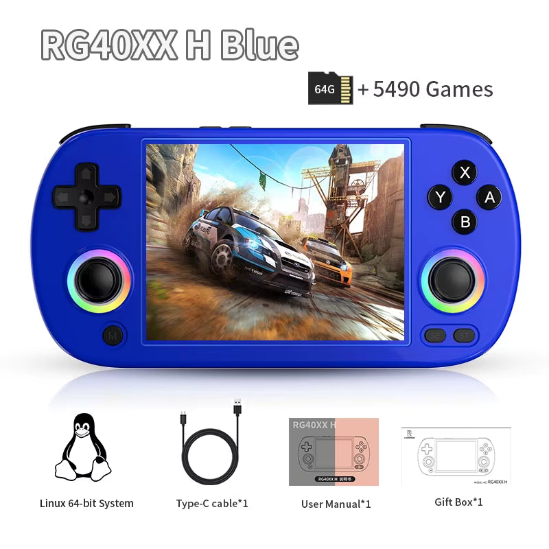 RG40XX H Handheld Game Console Linux 64-Bit System 4.0 Inch IPS 3200Mah Retro Video Gaming Console 64G 5000+ Games Gift
