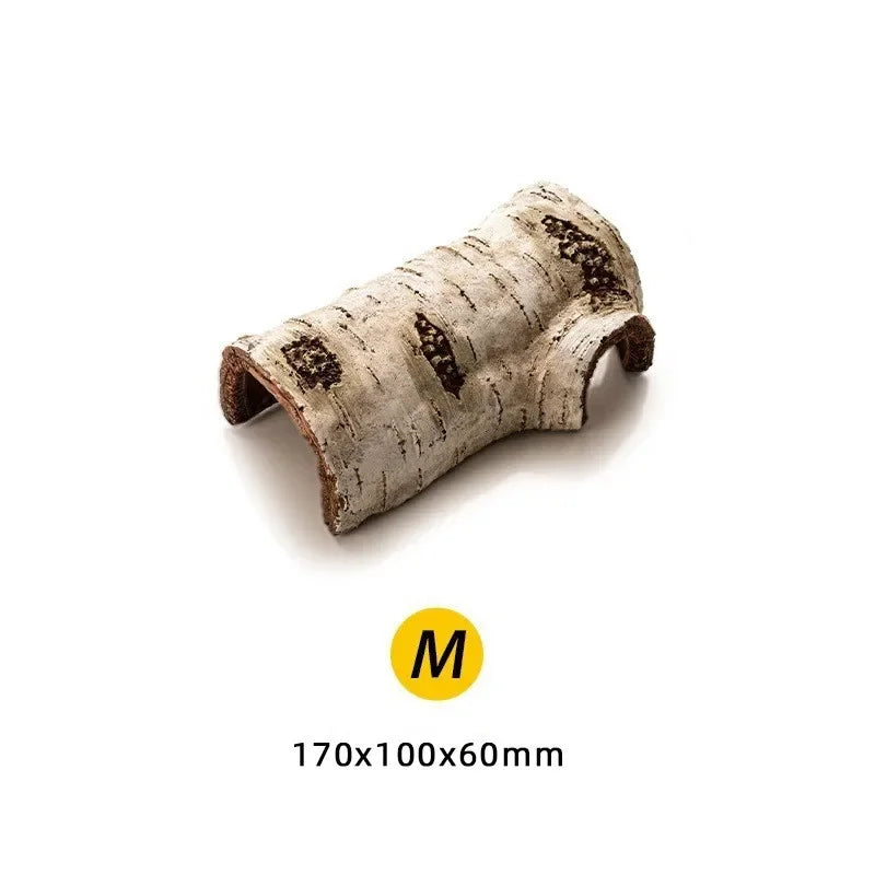 Resin Large Reptile Hide Wooden Bark Appearance Hideout House Hiding Cave Shelter for Reptile Habitat Decoration