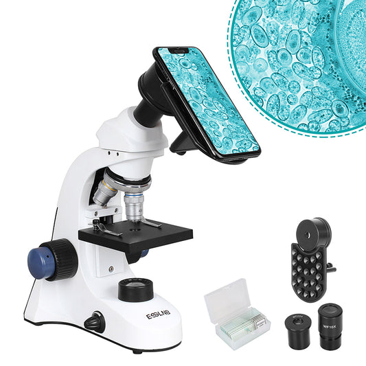  Microscope for Junior Students & Adults - 40X-1000X Mag - LED Translucent & Light Coaxial Coarse, Fine Drive 