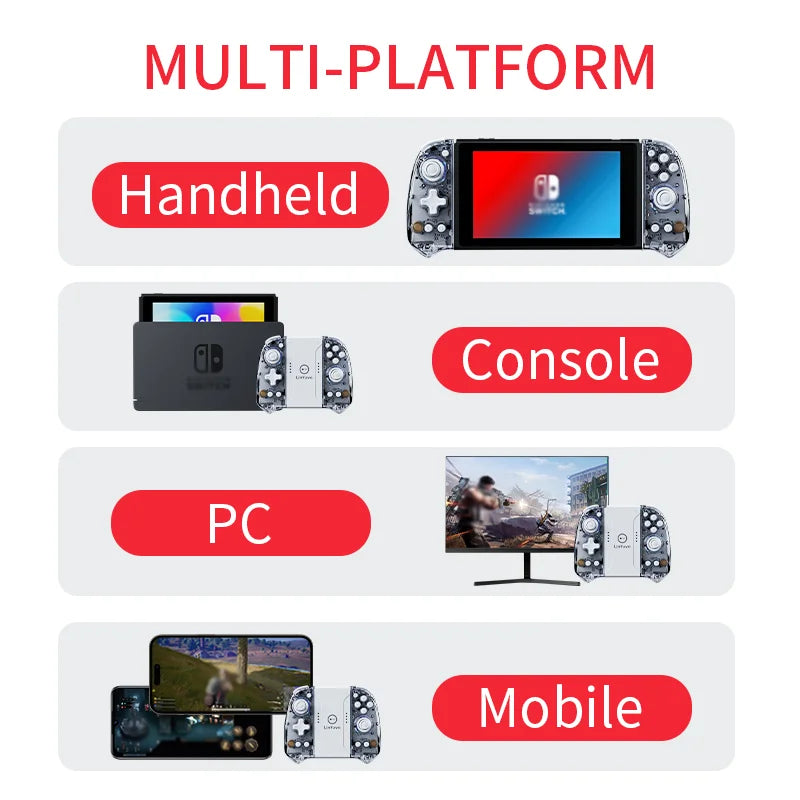 Linyuvo Wireless Gamepad KS58 for Switch&Oled with Turbo/Vibration/6-Axis Gyro/Wake-Up Function/ Rocker,Long Life Gamepad