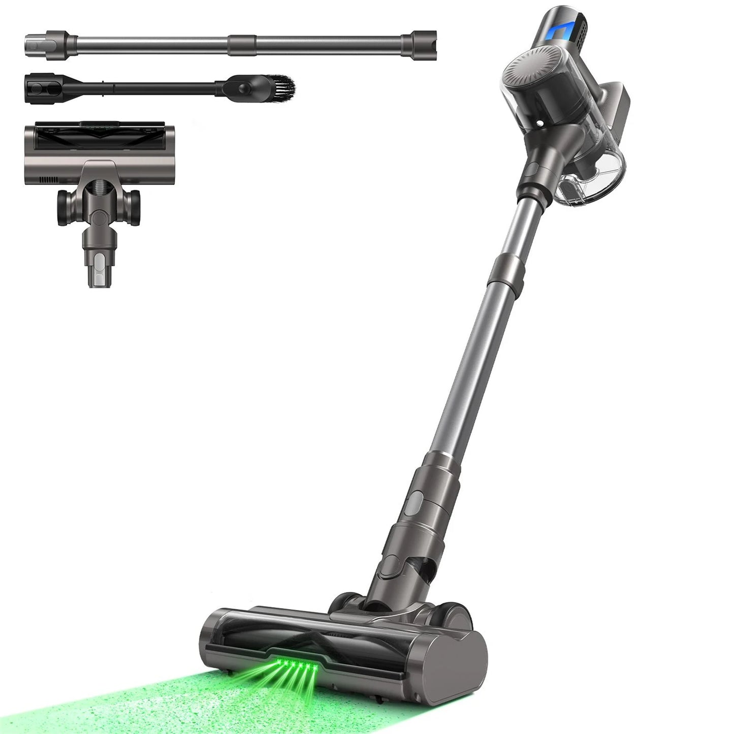 Cordless Vacuum Cleaner, Lightweight Stick Vacuum 33Kpa Powerful Suction Rechargeable Handheld for Home Pet Hair Hard Floor Carpet, Large Digital Display, Charging Moun