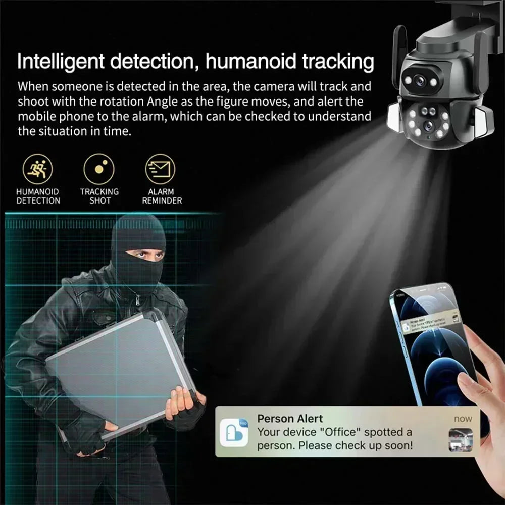 4K 8MP WIFI Security Camera with TUYA APP, Dual Screen, AI Auto - Tracking Smart Life for CCTV Video Camera