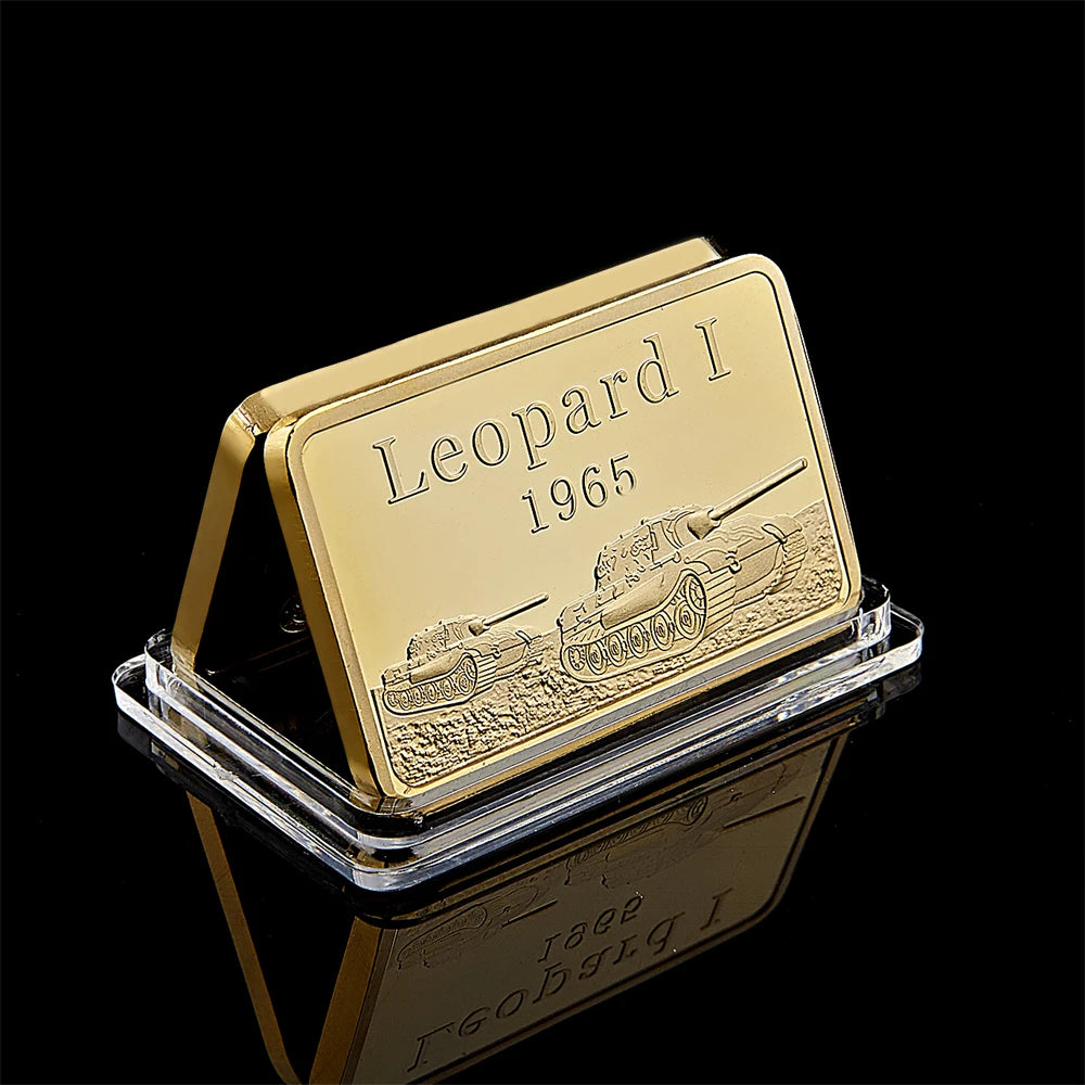 1965 German Leopard Tank Deutsche Panzerdivision Replica Gold Bars 999/1000 Challenge Coins/Bar Collection
