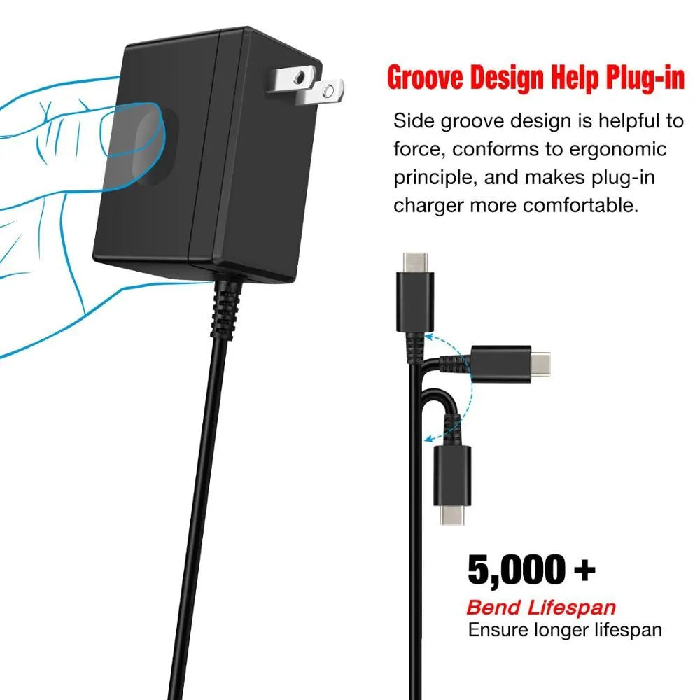 AC Adapter Charger Compatible with Nintendo Switch / Oled Console Accessories EU/US Plug Charging USB Type C Wall Power Supply