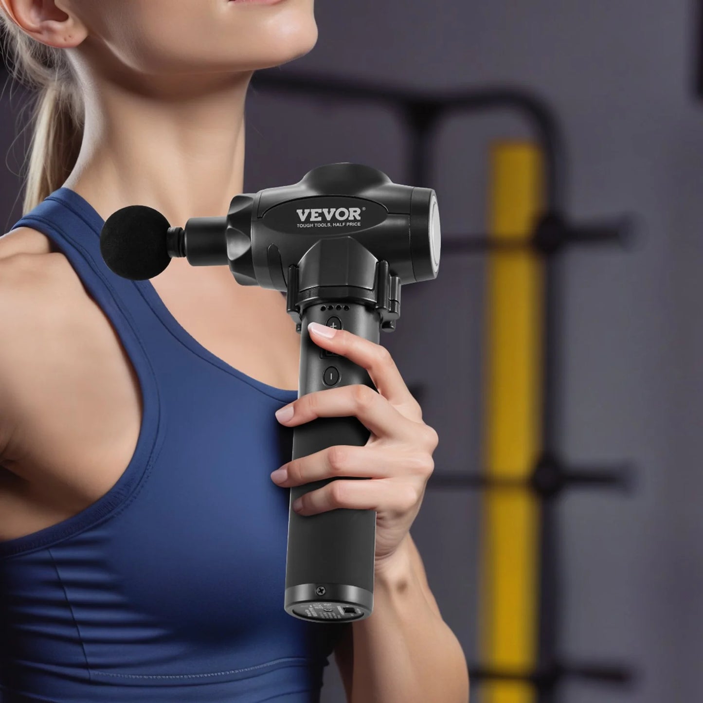 Massage Gun Deep Tissue with 9 Speed Levels & 6 Massage Heads, 24V 2500Mah Batteries, Percussion Muscle Massager for Athletes, Handheld Electric Massage Gun for Pain Relief, Muscle Relaxation