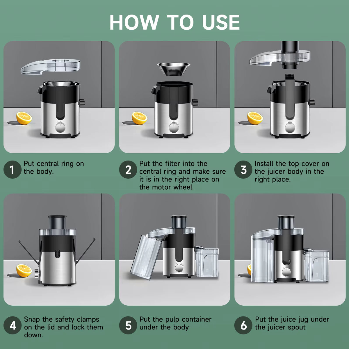 Professional High-Speed Juicer with 3-Inch Wide Mouth, Metal Body, 3-Speed Settings, Easy Cleaning, Detachable Design, High Juice Yield, and Adjustable Spout for Efficient Fruit and Vegetable Juicing