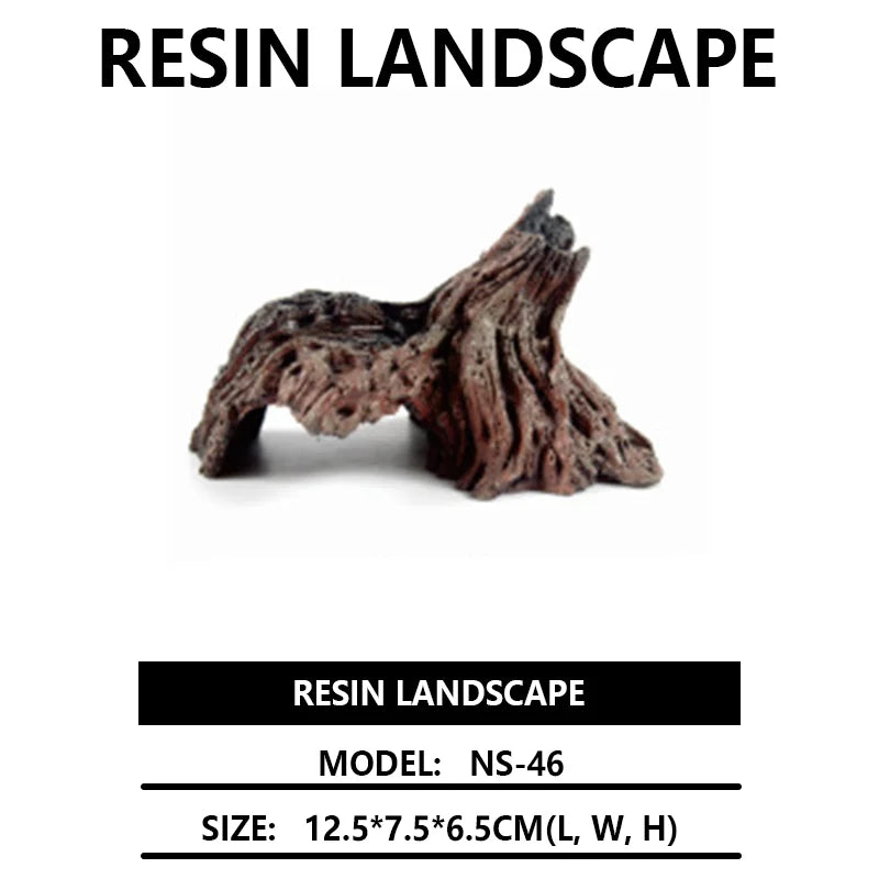 Fish Tank Reptile Box Landscaping Decoration Creative Resin Ornament Lizard Gecko Tree Root Hide Cave Amphibians Terrarium Decor