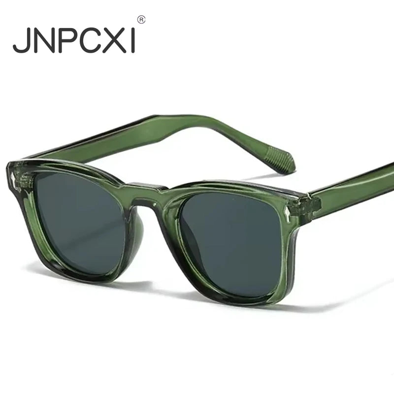 Retro Rivets Square Sunglasses Women Fashion Gradient Shades UV400 Men Green Black Sun Glasses