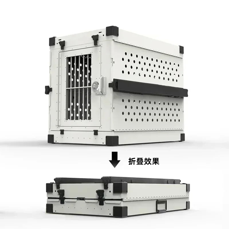 Heavy Duty Collapsible Dog Crate - Premium Aluminium Alloy for Medium to Large Breeds, Perfect for Travel and Camping