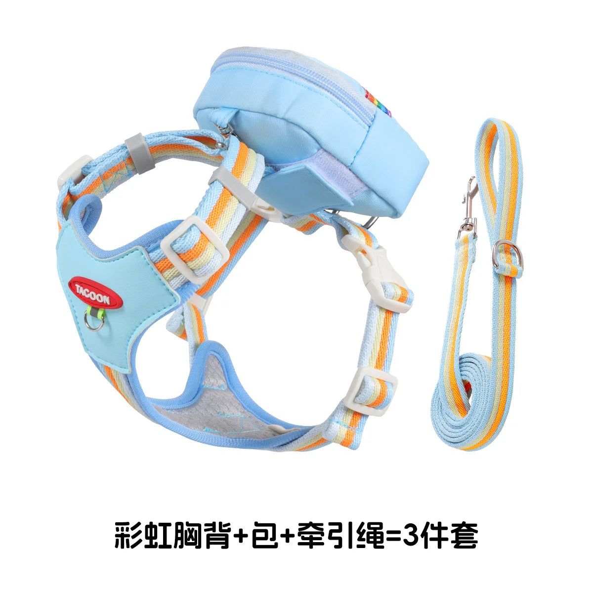 Adjustable No-Pull Dog Harness with Backpack Leash Set - Lightweight Mesh Vest for Small to Medium Dogs