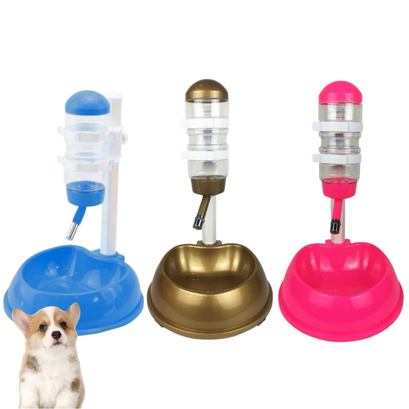 Automatic Pet Drinker Dog Bowls Water Bottles Universal Dog Waterer Feeder 2 in 1 Liftable Dispenser Puppy Supplies Space-Saving