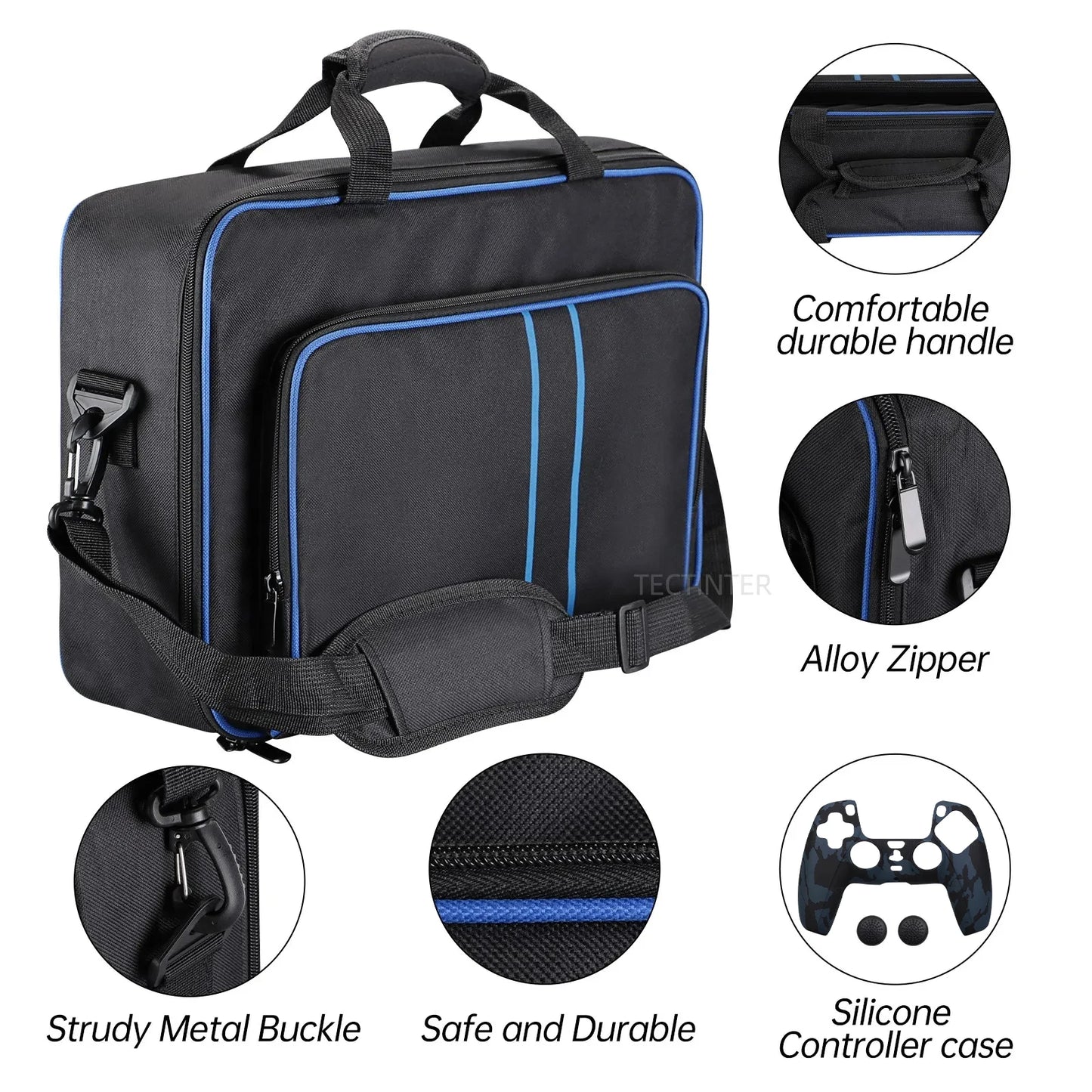 For PS5 Handheld Storage Bag Travel Carrying Case for Sony Playstation 5 Protective Shoulder Big Storage Bag Canvas Case Handbag