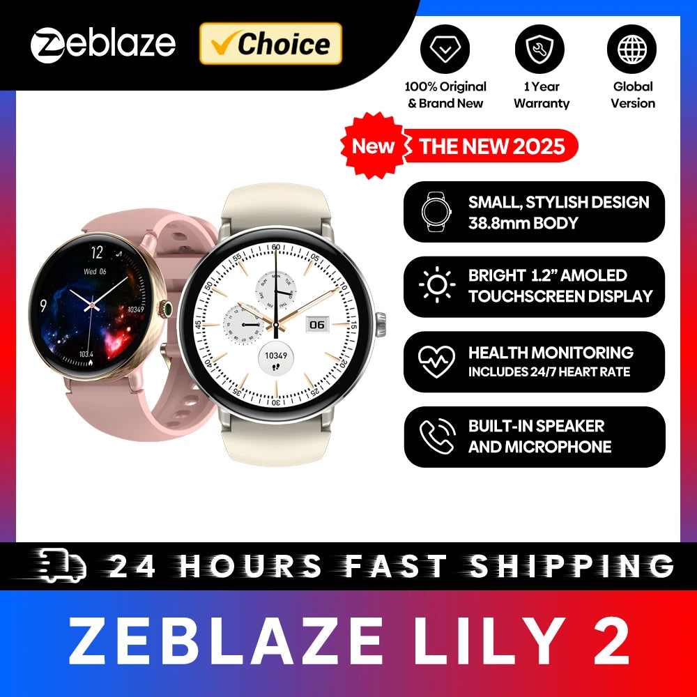 The NEW 2025 Lily 2 Voice Calling Female Smartwatch 1.2" AMOLED Screen Double Strap Health Management Sports Smart Watch