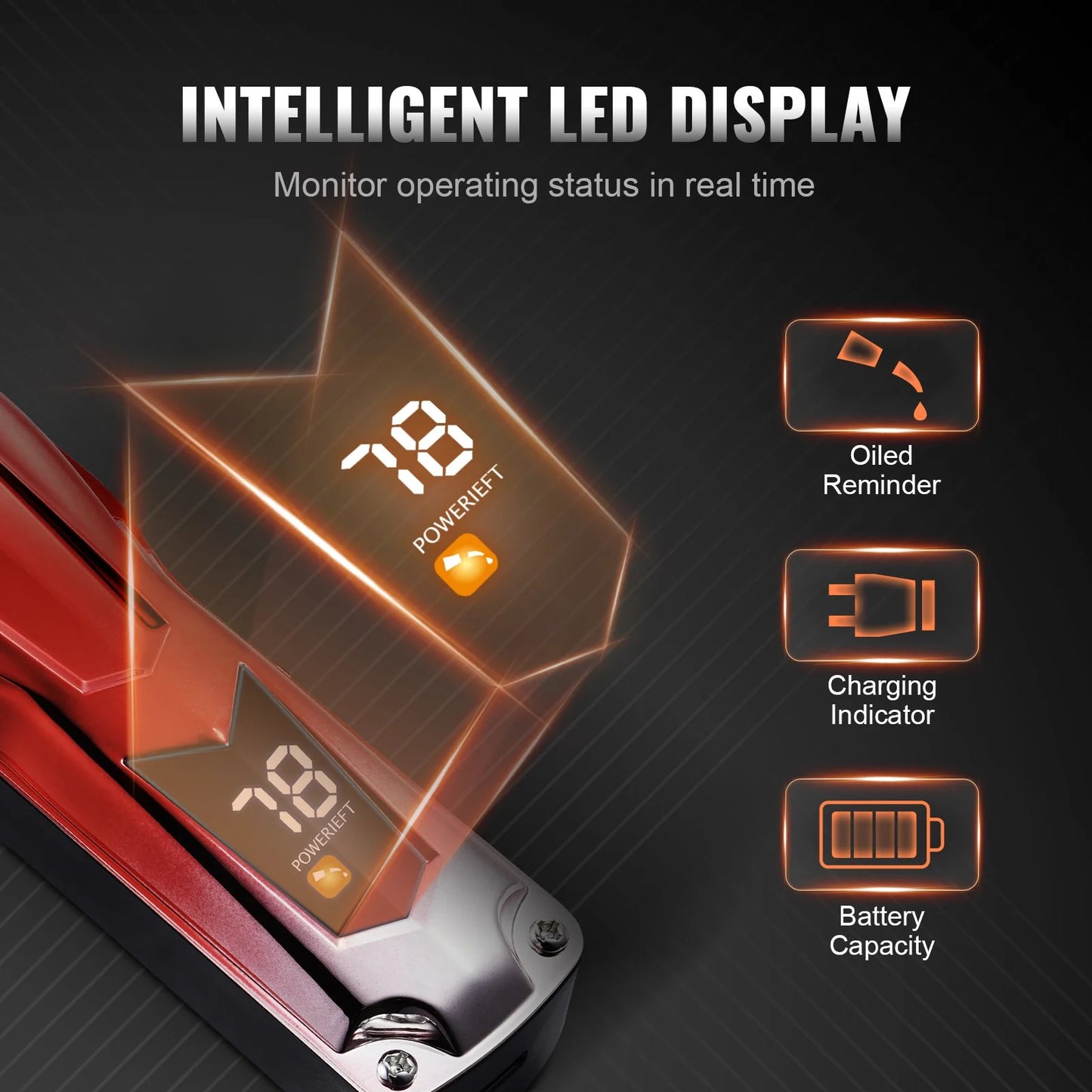 Professional Hair Clipper Men'S Barber Clipper 6800RPM with LCD Display