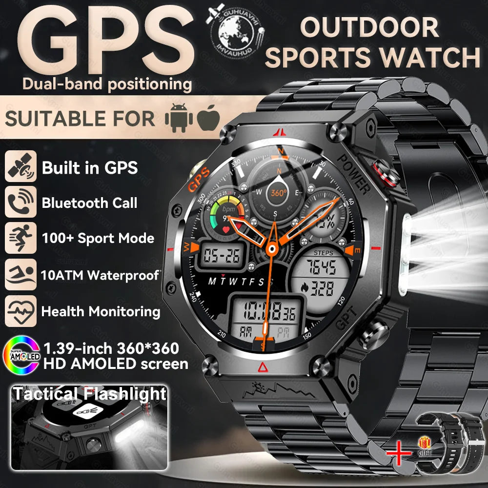 2025 NEW T-Rex 3 Military Smartwatch 10ATM Waterproof Bulit-In GPS Compass Altimeter Barometric AMOLED Bluetooth Call Smartwatc