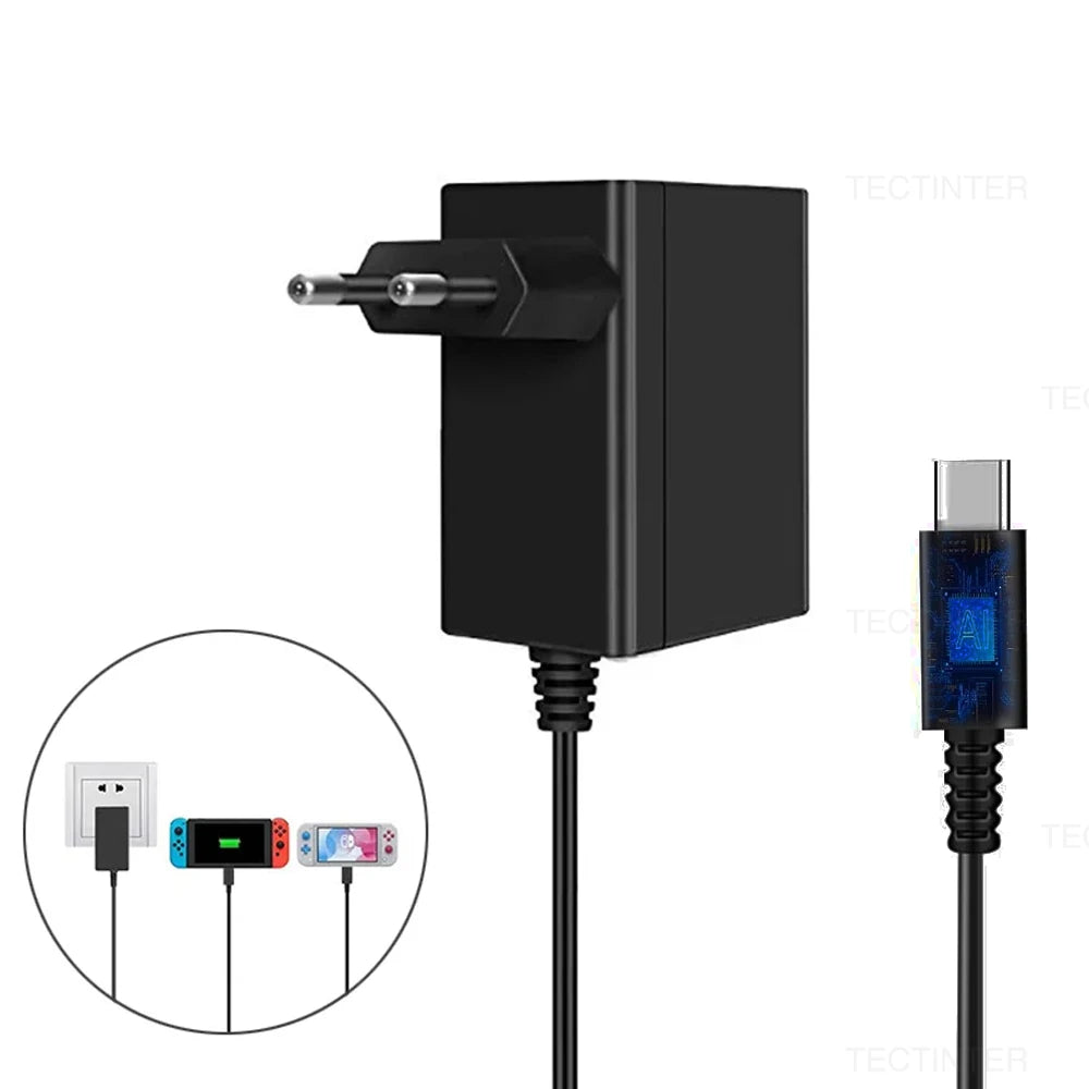 AC Adapter Charger Compatible with Nintendo Switch / Oled Console Accessories EU/US Plug Charging USB Type C Wall Power Supply