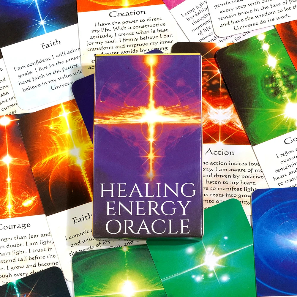 Healing Energy Oracle Cards 54Pcs Cards Tarot Deck Wisdom of the Divine Witchy Beginner Tarot Learning Tarot Cards for Beginners