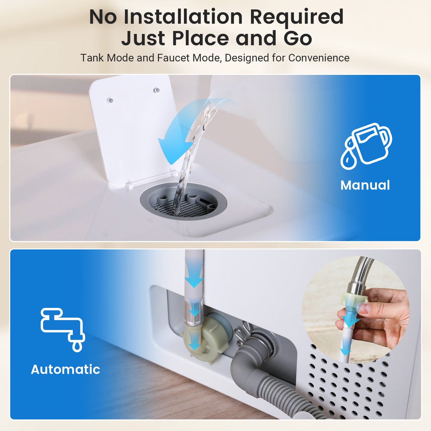 Blitzhome® BH-6-CDW Portable Countertop Dishwasher with 5.2L Built-In Water Tank 9 Programs PTC Hot Air Drying 3D 360° 3 Sprayers Water-Saving