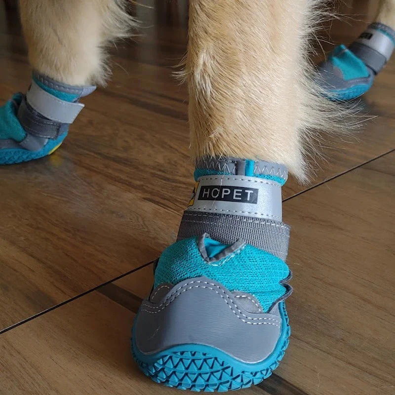 Durable and Breathable 4-Piece Dog Shoe Set for Large Dogs - Anti-Slip Outdoor Footwear for Hiking and Daily Use