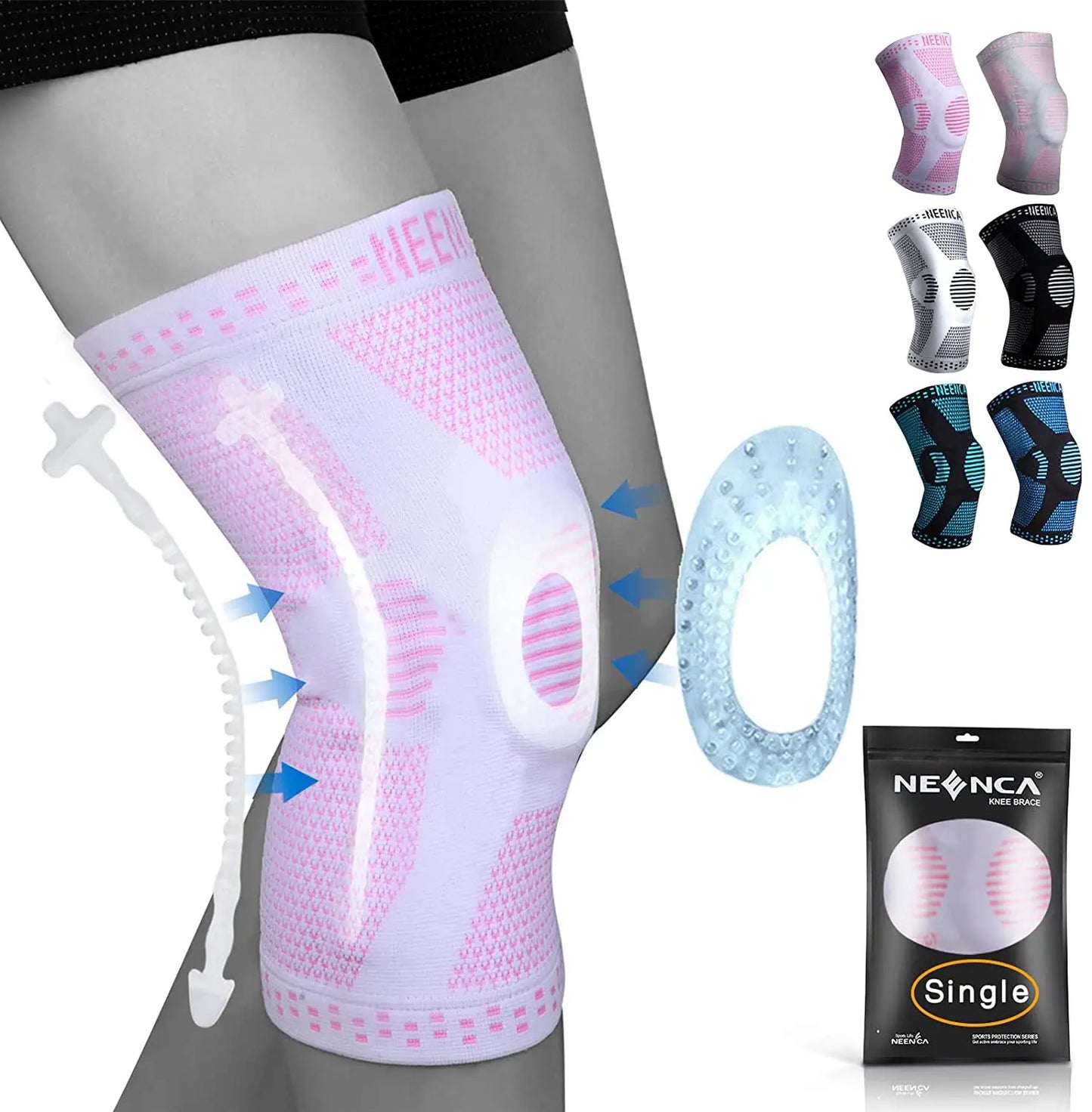 Copper Knee Brace Knee Support with Patella Gel Pad &Side Stabilizers for Knee Pain Sport Arthritis ACL Joint Pain Relief
