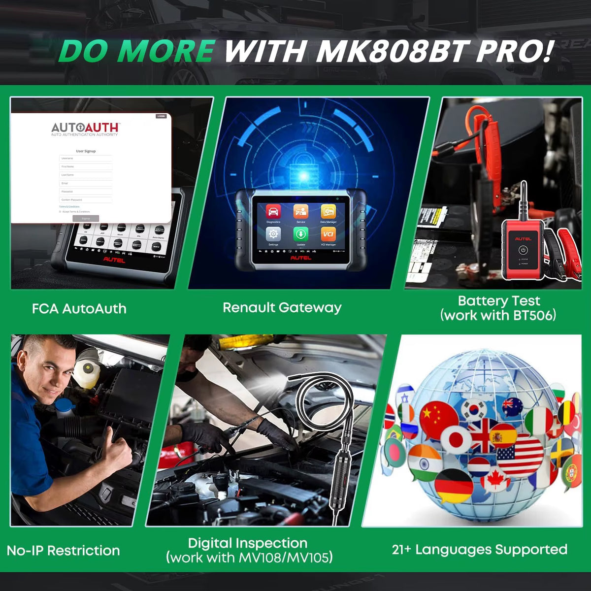 Autel Maxicom MK808BT PRO OBD2 Automotive Diagnostic Scanner - Advanced Bidirectional Tool with Key Coding, Active Tests, Injector Coding, and Comprehensive System Coverage